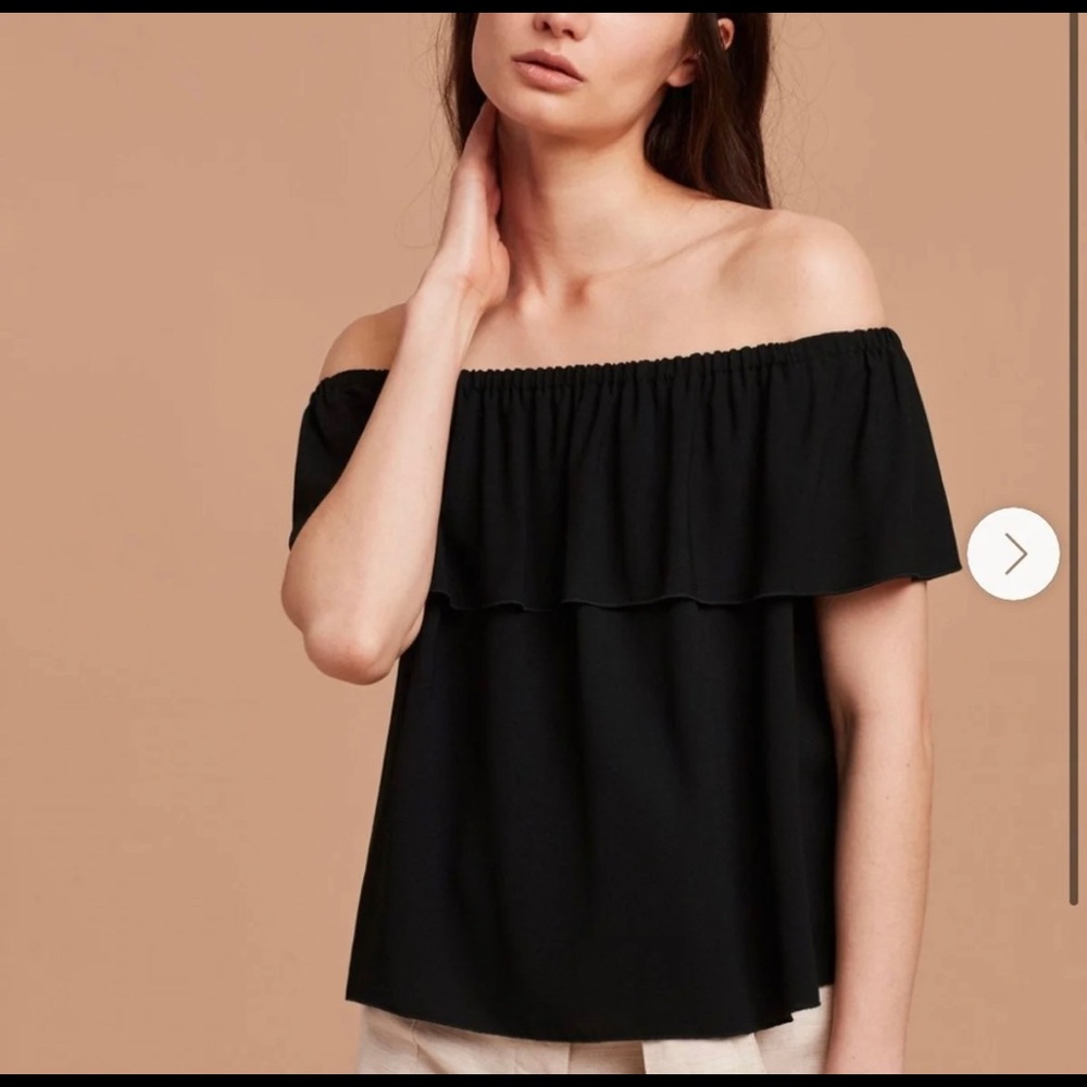 Aritzia Promener Off Shoulder Blouse Grey